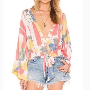 Free People Floral Wrap Top